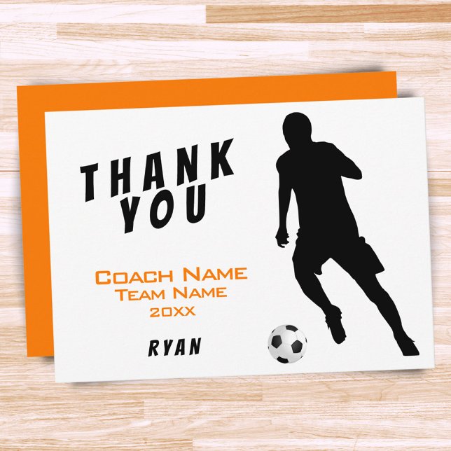 Fußball / Fußball Orange Vielen Dank Coach Card Dankeskarte (Von Creator hochgeladen)