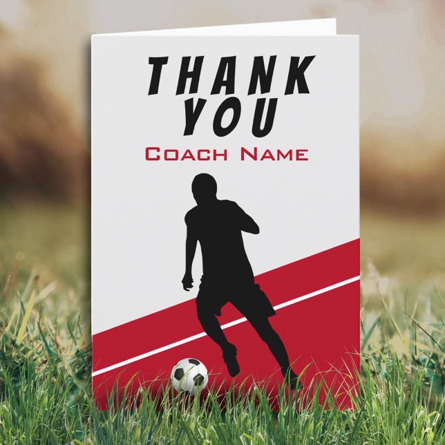 Fußball Fußball Rot Vielen Dank, dass Sie Coach Dankeskarte (Von Creator hochgeladen)