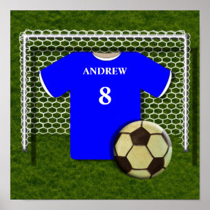 Fußball Fußball Shirt Blaues Personalisiertes Post Poster