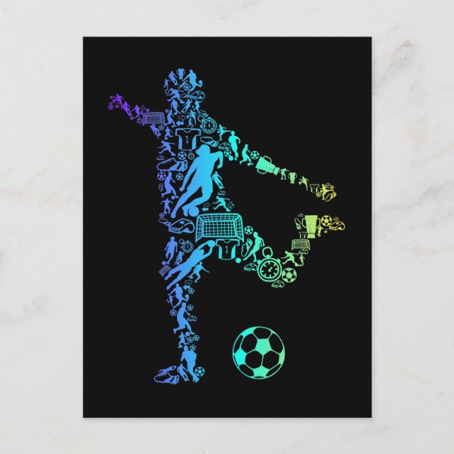 Fußball-Fußball-Spieler Postkarte (Vorderseite)