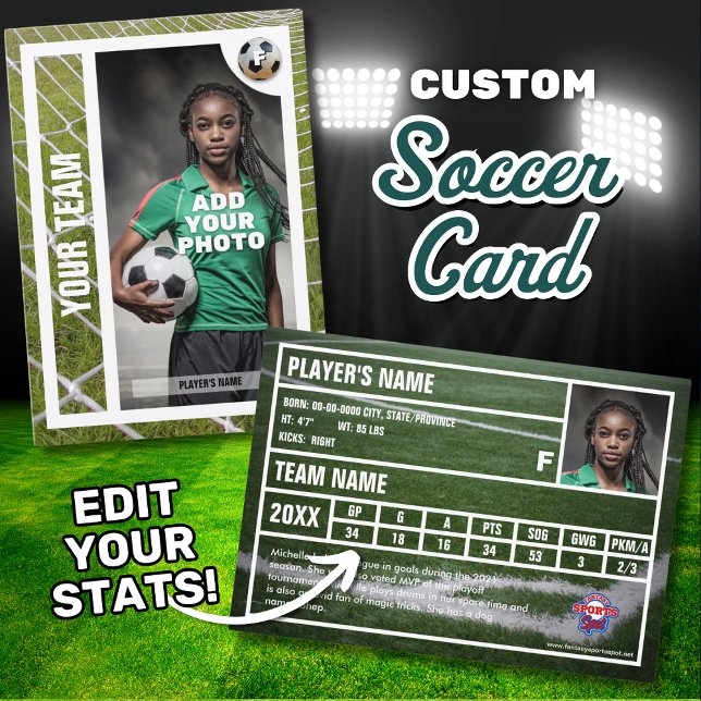 Fußball/Fußball-Spielerkarte Souvenir Telefonnummerkarte (Edit your personal soccer statistics to customize your own soccer player trading card.)