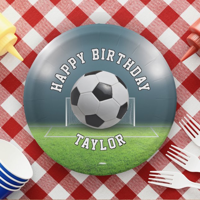 Fußball-Fußball-Sport zum Geburtstag glücklich Pappteller (football / soccer birthday paper plates)