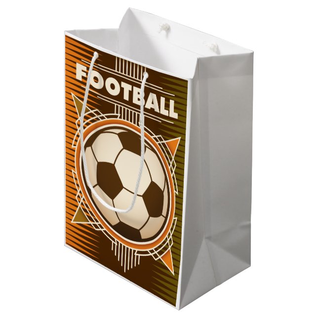 Fußball-Fußball-Sportball Mittlere Geschenktüte (Vorderseite Schrägansicht)