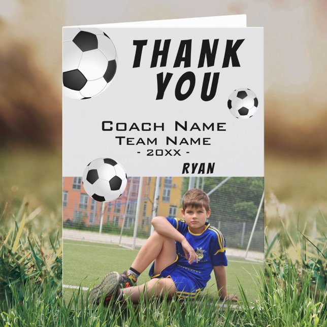 Fußball Fußball Vielen Dank Coach Foto-Karte Dankeskarte (Von Creator hochgeladen)