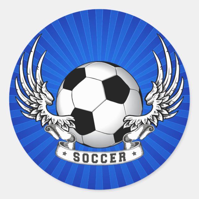 Fußball-Fußball-Wings-Aufkleber Runder Aufkleber (Vorderseite)