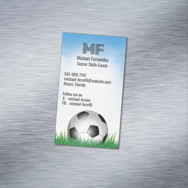 Fußball Futball Coach Magnetische Visitenkarte (Beispiel)