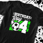 Fußball Geburtstag - 4 Jahre alter Junge - 4. Gebu T-Shirt<br><div class="desc">Dieses Fußball-Geburtstagsdesign ist perfekt für eine 4-jährige Jungen-Fußball-Geburtstagsparty zum 4. Geburtstag! Ideal für Kinder,  die Liebe Fußball zu spielen,  Fußball oder künftige Fußballstar-Spieler zu sehen! Mit einem Fußball auf einer Fußballfeldgrafik mit Nummer 4 für den 4. Geburtstag eines Jungen.</div>