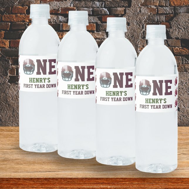 Fußball-Geburtstag des ersten Jahres (Personalized water labels - First year down birthday party)