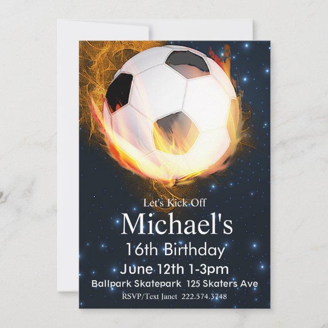 Fußball Geburtstag, Fußball Geburtstag, Futbol Einladung (Vorderseite)