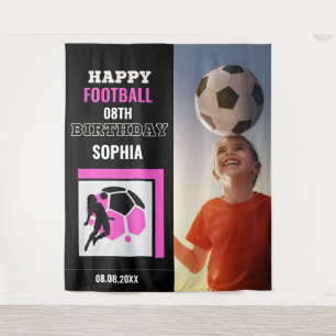 Fußball-Geburtstag, Fußball-Mädchen-Spieler-Hinter Wandteppich