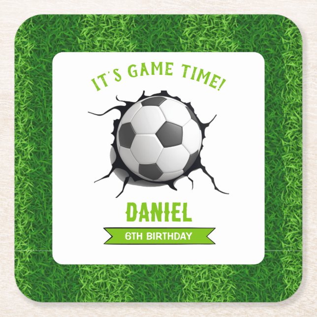 Fußball-Geburtstag Rechteckiger Pappuntersetzer (Vorderseite)