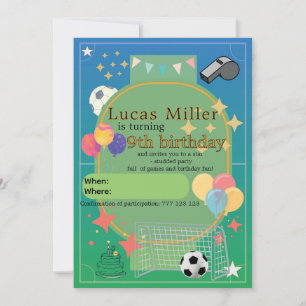 Fußball-Geburtstagseinladung   Kinderparty Einladung