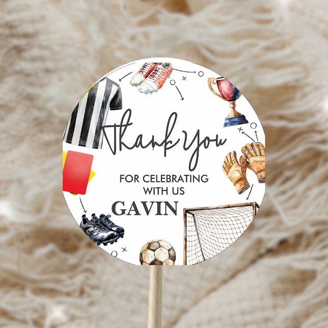 Fußball-Geburtstagsfeier Game On Runder Aufkleber (Von Creator hochgeladen)