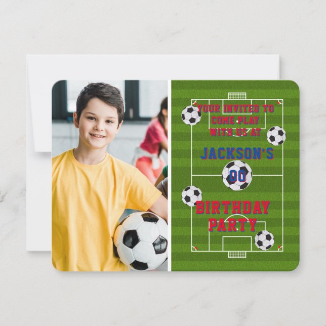 Fußball-Geburtstagsparty Foto Einladung (Vorderseite)