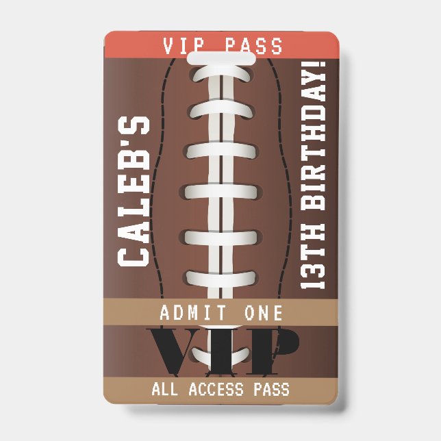 Fußball Geburtstagsparty VIP Pass Abzeichen Ausweis (Vorderseite)