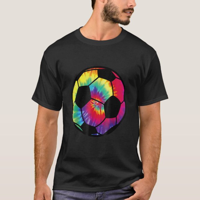 Fußball Gefärbte Krawatte Regenbogen Kinder Jungen T-Shirt (Vorderseite)
