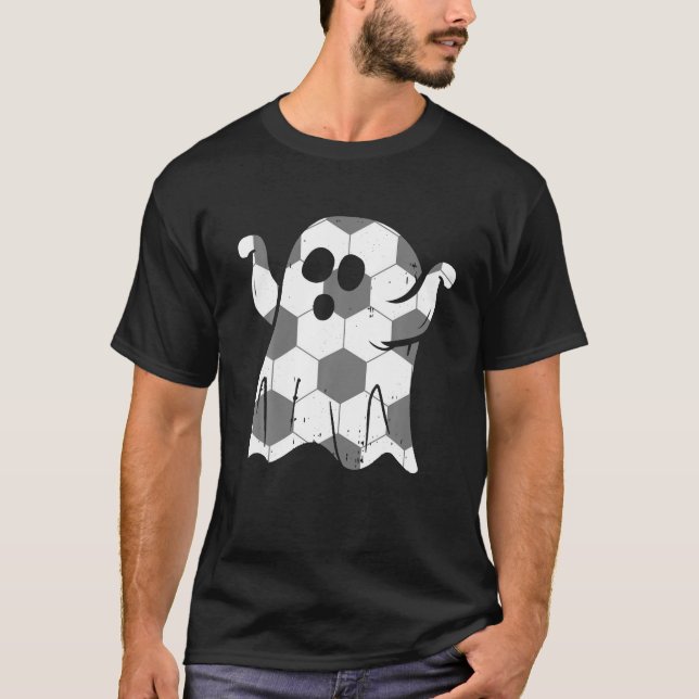 Fußball-Geist-Trick oder Behandlung Lustiges Hallo T-Shirt (Vorderseite)