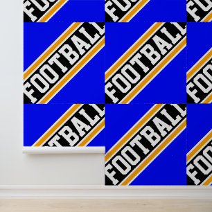 FUSSBALL Gekachelte Lebendige Blau Orange Schwarze Tapete