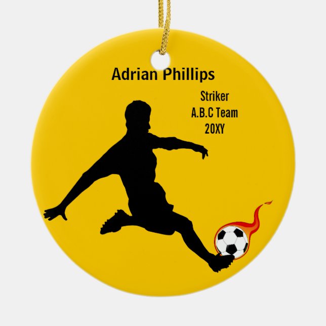 Fußball-Gelbe Verzierung Keramik Ornament (Vorne)