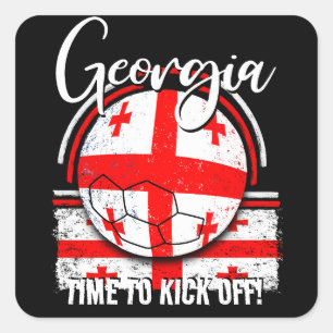 Fußball Georgien-Flagge, georgische Flagge Quadratischer Aufkleber