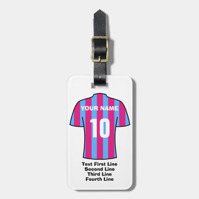 Fußball-Gepäckmarke - mit dem Shirt Claret & Blue Gepäckanhänger (Vorderseite vertikal)