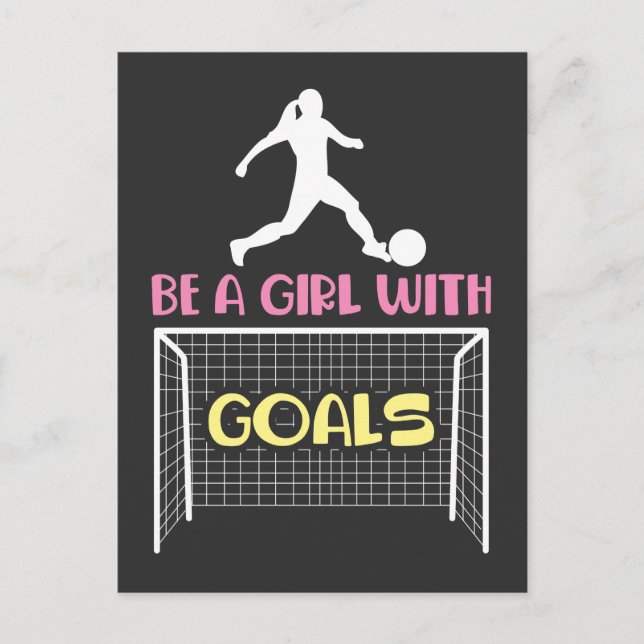 Fußball-Girl - mächtige Fußballisterne treten Postkarte (Vorderseite)
