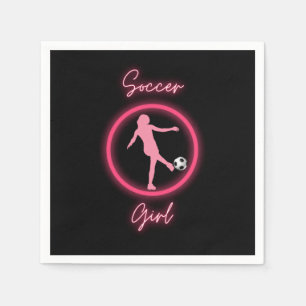 Fußball-Girl rosa Glow Serviette