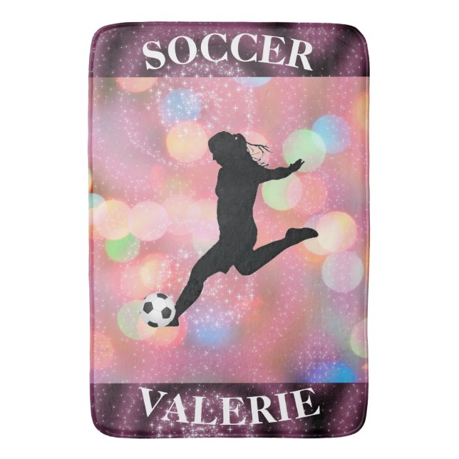 Fußball-Girls-Plum Sparkle-Farbblase Badematte (Vorderseite Vertikal)