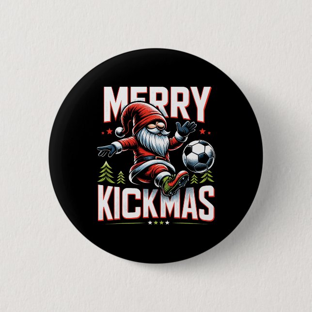 Fußball-Gnom Frohe Kickmas  Button (Vorderseite)