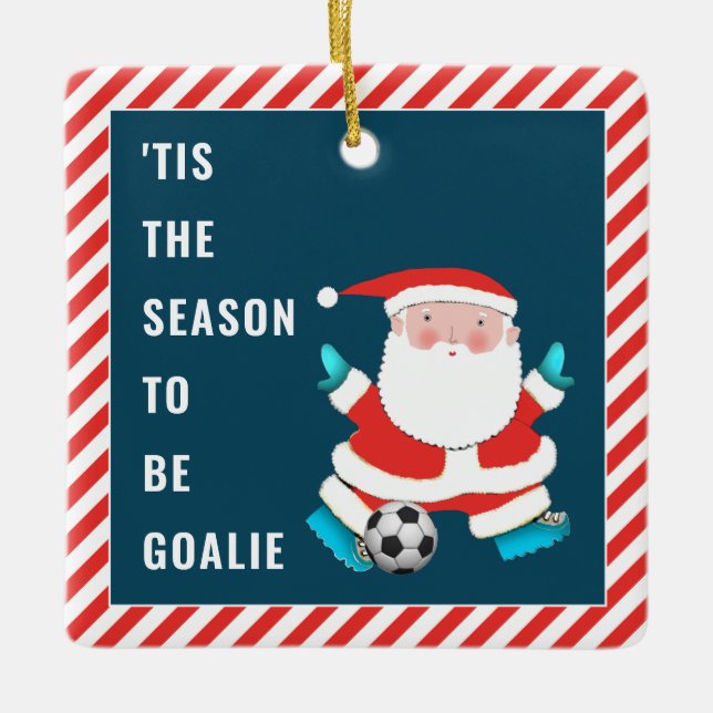 Fußball-Goalie-Geschenk Keramikornament (Vorderseite)