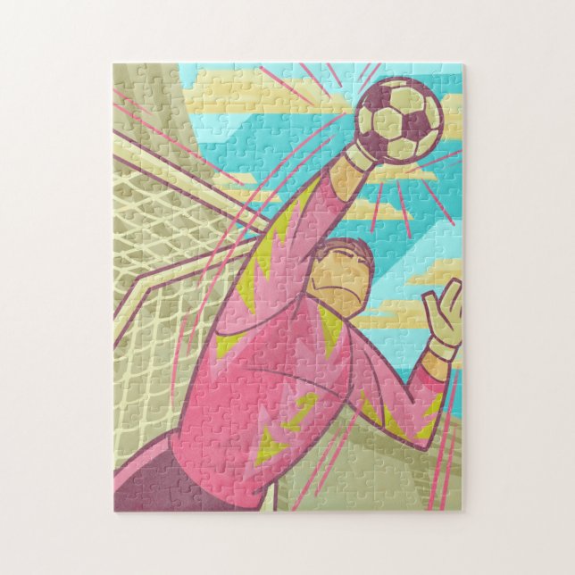 Fußball-Goalie-Torhüter Retro-Illustration (Vertikal)