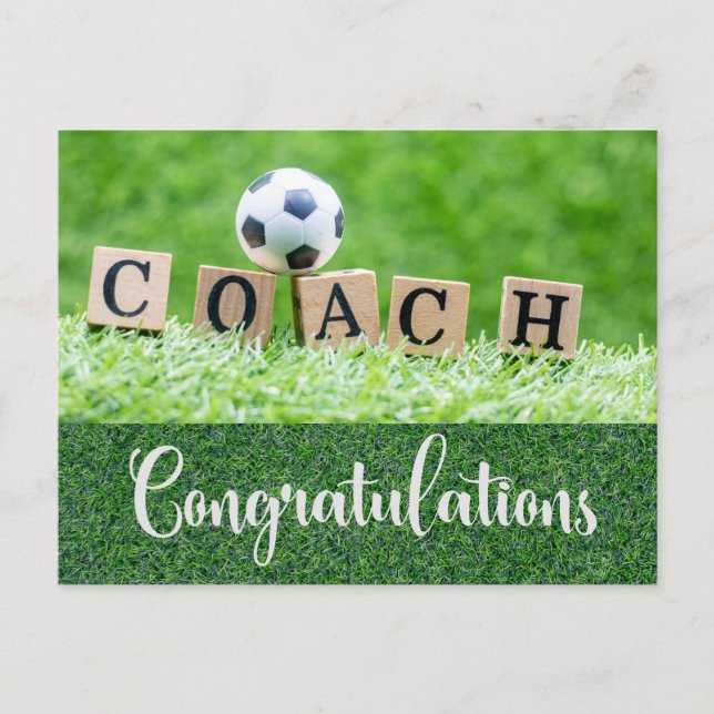 Fußball Gratulationskarte für Ball-Coach Postkarte (Vorderseite)