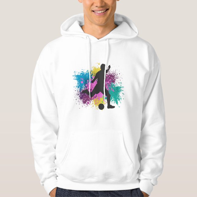Fußball-Graustufen Hoodie (Vorderseite)