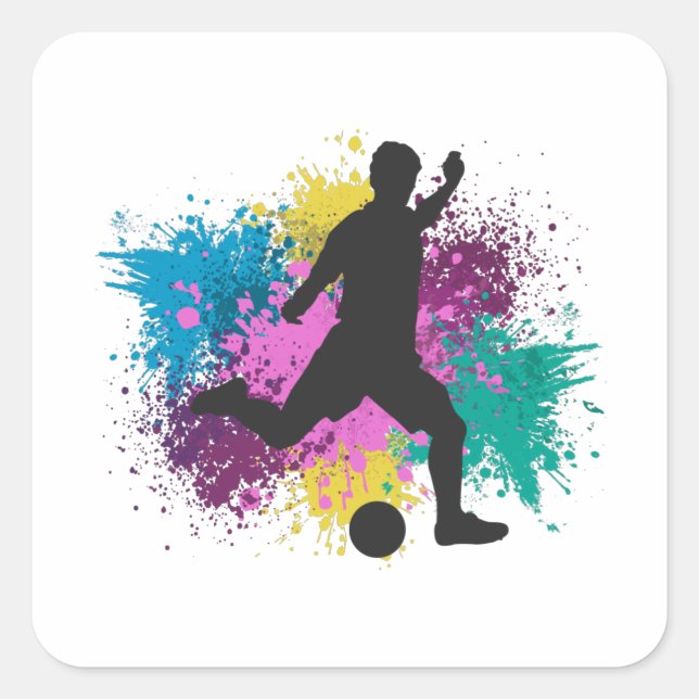 Fußball-Graustufen Quadratischer Aufkleber (Vorderseite)
