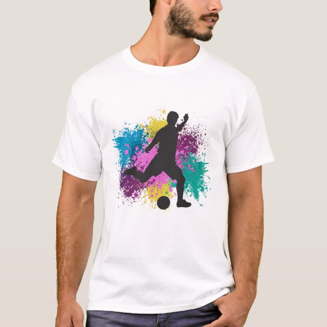 Fußball-Graustufen T-Shirt (Vorderseite)