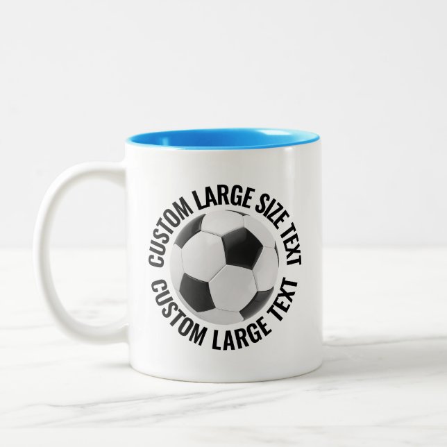 Fußball & Großer Text HELLBLAU 320g Custom Zweifarbige Tasse (Links)