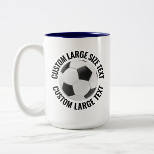 Fußball & Großtext NAVY BLAU 15oz Maßanfertigung Zweifarbige Tasse