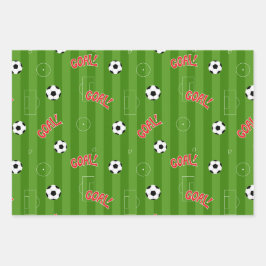 Fußball Grüner Sportplatz Geschenkpapier Set