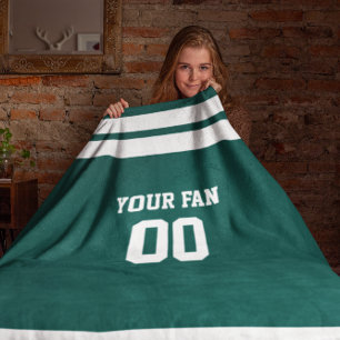 Fußball-grünes u. weißes personalisiertes fleecedecke