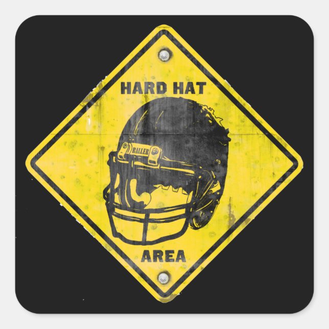 Fußball: Hard Hat Area Quadratischer Aufkleber (Vorderseite)