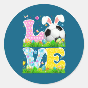 Fußball-Hasenohren Ostern Runder Aufkleber