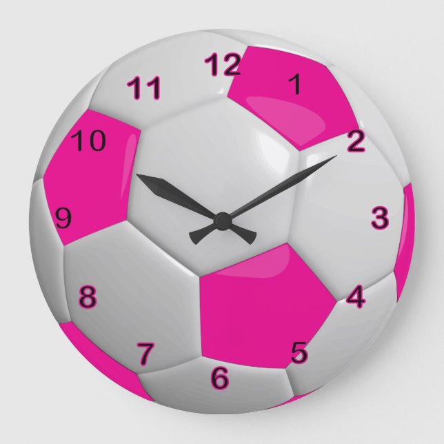 Fußball| Heiß rosa Große Wanduhr (Vorderseite)