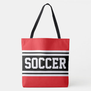 FUSSBALL Helle rote schwarze weiße Rennstreifen Tasche