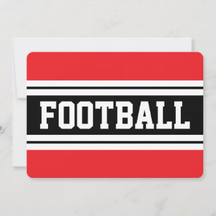 FUSSBALL Helles Rot Schwarz Weiß Rennstreifen Einladung