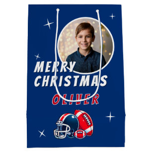 Fußball-Helm-Cartoon-Foto-Weihnachten Mittlere Geschenktüte