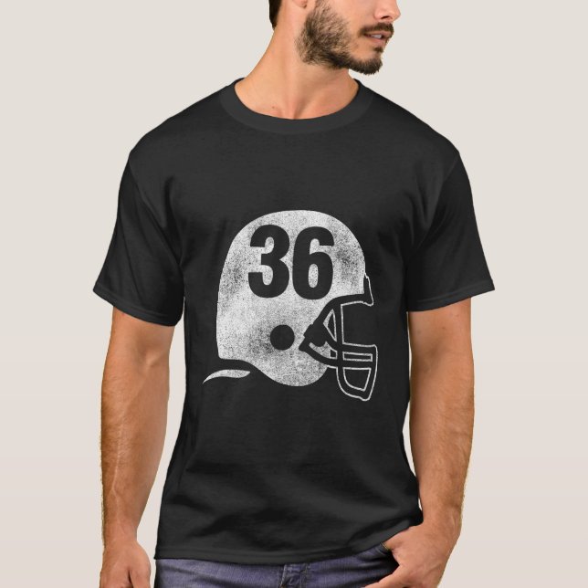 Fußball-Helm Nummer 36 Jersey Spielnummer T-Shirt (Vorderseite)