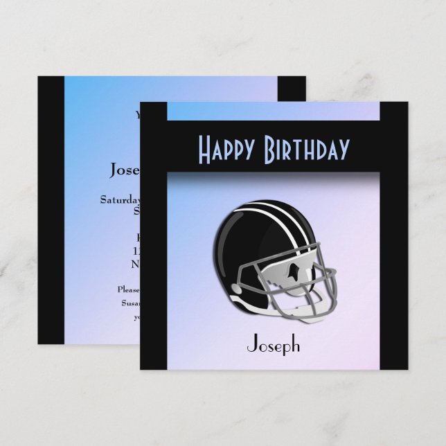 Fußball Helmet Geburtstagsparty Einladung (Vorne/Hinten)