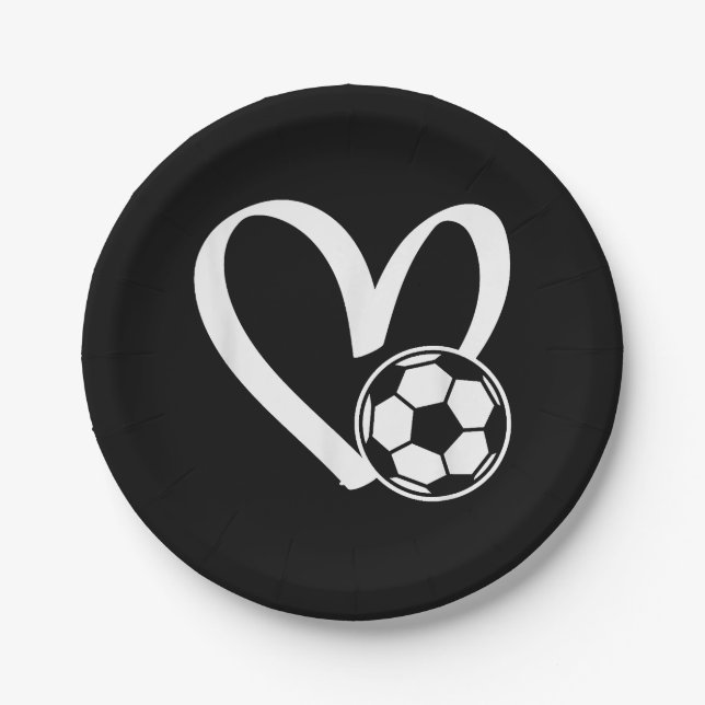 Fußball-Herz Pappteller (Vorderseite)