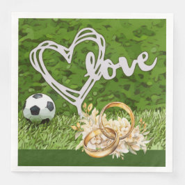 Fußball-Hochzeit Thema mit Ball auf Grün Serviette