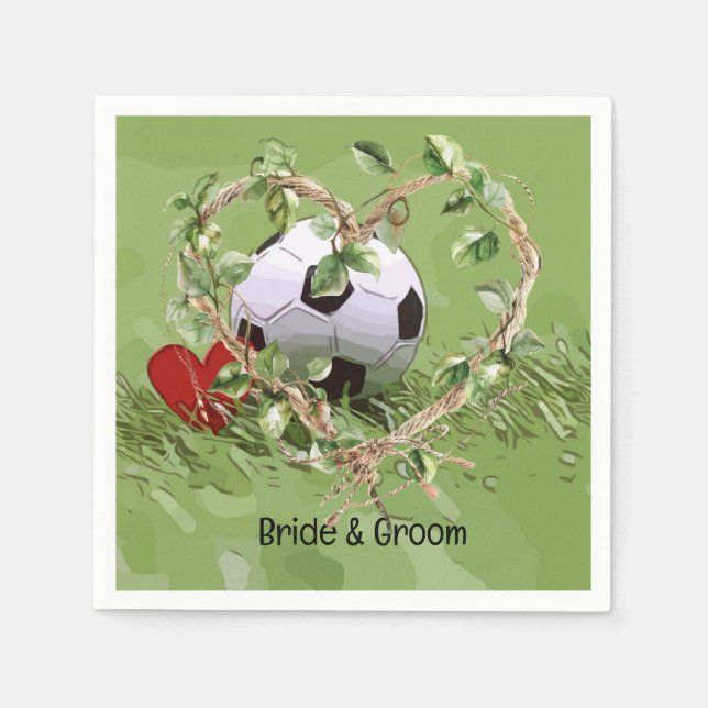 Fußball Hochzeit Thema Serviette (Vorderseite)